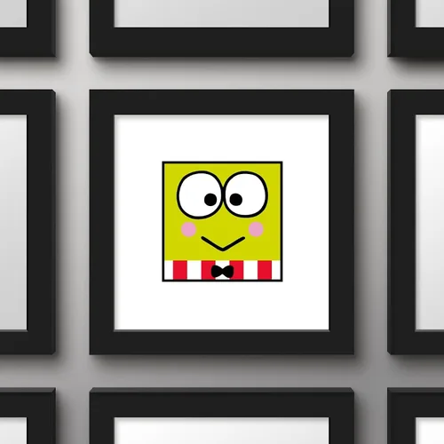 Vista 2 de Trends International Gallery Pops Sanrio Keroppi - Póster de pared de Keroppi Happy Face de 12.00 x 12.00 pulgadas, versión de marco negro