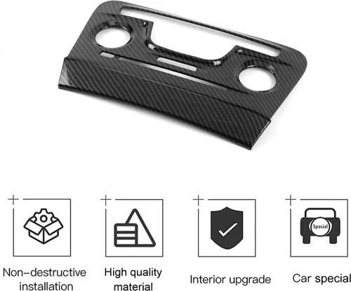 Vista 4 de CheroCar Para Cargador Control Central Aire Acondicionado Panel Cubierta Tirm Compatible con Dodge Charger 2011-2014 (Fibra de Carbono)