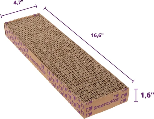 Vista 3 de SmartyKat Super Scratcher Rascador Ondulado para Gatos y Almohadilla para Arañar para Gatos, Infundido con Hierba Gatera, Rascadores para Gatos