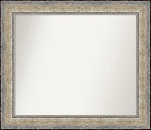 Vista 236 de Amanti Art Espejo de baño plateado para sobre el fregadero, 28 x 37 pulgadas, elegante espejo rectangular de peltre cepillado, marco de madera
