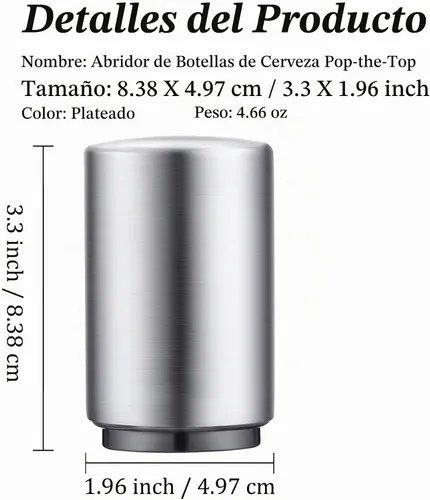 Vista 2 de Abrebotellas de cerveza de alta calidad (plateado), 1 pieza de acero inoxidable automático de empuje hacia abajo, sin daños, rápido de abrir 1
