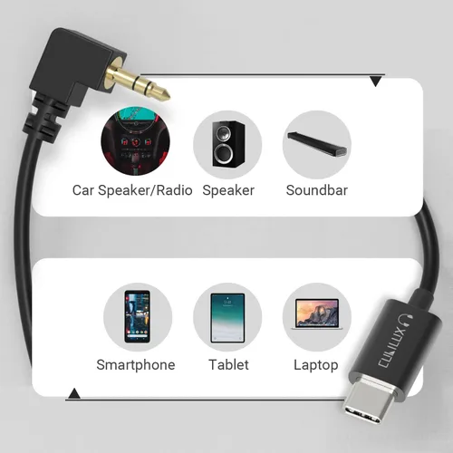 Vista 5 de Cubilux Cable de audio USB C corto en espiral a macho de 0.138 in compatible con iPhone 17/16/15, iPad Pro 13/12.9/11, Galaxy S25/S24, Pixel
