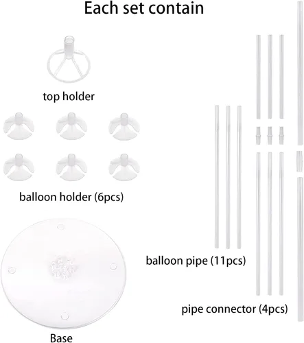Vista 3 de 4 juegos de kit de soporte para globos de mesa, 1 rollo de pegamento y 5 clips de flores para decoraciones de cumpleaños, celebración y fiesta