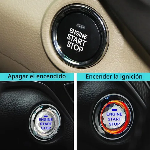 Vista 4 de Cubierta de botón de arranque/parada de encendido del motor del coche, adhesivo decorativo de anillo de botón de encendido del coche, cubierta