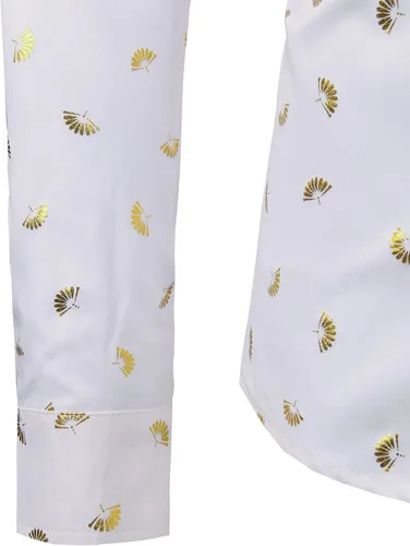 Vista 5 de ZEROYAA Camisas de vestir de manga larga con botones y estampado floral de rosas para hombre