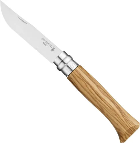 Vista 14 de Opinel Cuchillo plegable de acero inoxidable No.08 con mango de madera de roble