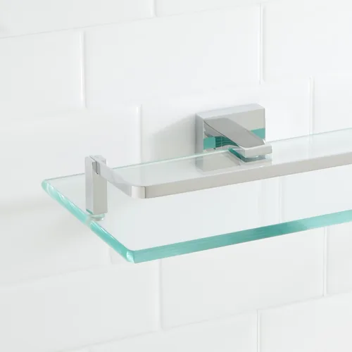 Vista 3 de Signature Hardware 295796 Albury Estante de baño de vidrio de 19-5/8