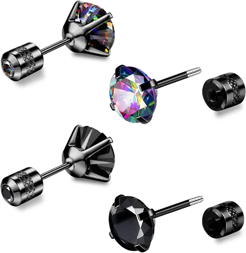 Vista 11 de SmileBelle 2 pares de aretes de perlas, aretes de titanio con parte trasera plana, rellenos de calcetín para mujer, aretes hipoalergénicos