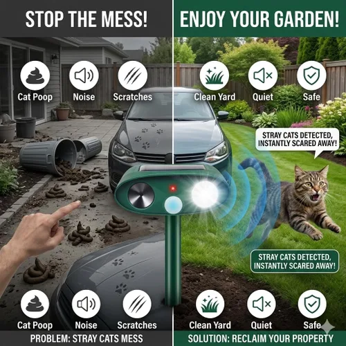 Vista 9 de 2026 Upgraded Sonic Fortress Pro Deer Repellent Devices with USB Charge Solar Ultrasonic Animal Repellent with Motion Sensor&Flash Light,Rabbit