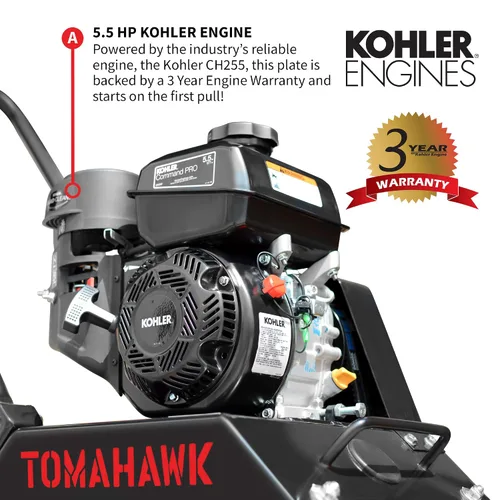 Vista 3 de Tomahawk - Compactador de placa vibratoria para suciedad, asfalto, grava, compactación de suelo con motor de 6 HP
