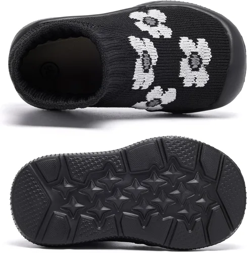 Vista 5 de MORENDL - Zapatos de calcetín para niños pequeños, zapatos para caminar para bebés, tenis antideslizantes tipo pantuflas para niños y niñas
