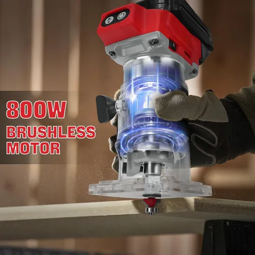 Vista 5 de Enrutador compacto inalámbrico para batería Milwaukee de 18 V, enrutador recortador sin escobillas de 800 W con 5 velocidades variables, 30000 RPM