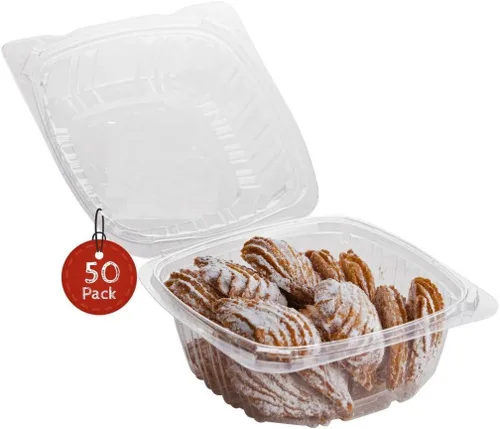 Vista 16 de Recipientes de postre (paquete de 25 – 6 x 6 x 3) contenedores de plástico desechables para alimentos, contenedor de alimentos transparente