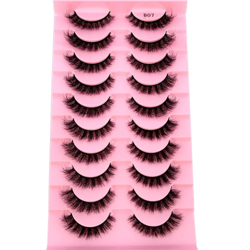 Vista 10 de 10 pares de pestañas postizas de visón 3D, hechas a mano, pestañas largas y finas, pestañas naturales para maquillaje de ojos (3-6)