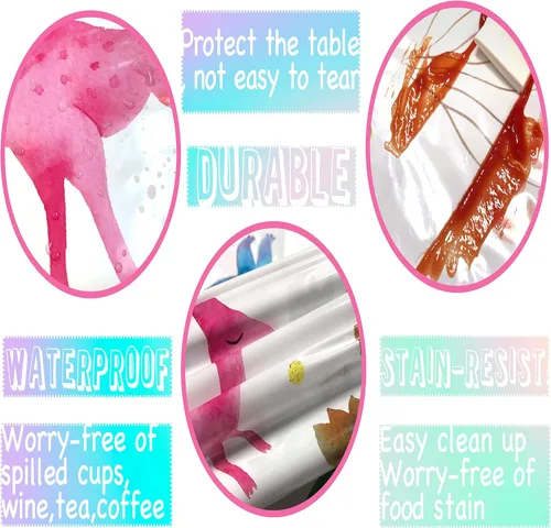 Vista 5 de Mantel para fiesta de cumpleaños de dinosaurios para niñas, funda desechable de plástico de dinosaurio rosa, suministros para fiesta de dinosaurios
