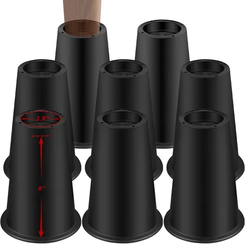 Vista 37 de Elevadores de cama ajustables de 8 pulgadas, soportes de elevación antideslizantes resistentes para camas, sofás, diseño cuadrado duradero