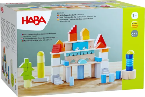 Vista 10 de HABA Juego de 26 piezas de bloques de construcción de madera: juguetes apilables de extremos abiertos, bloques para niños pequeños y juguetes