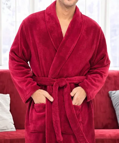 Vista 5 de Alexander Del Rossa - Bata de baño de forro polar acolchado para hombre