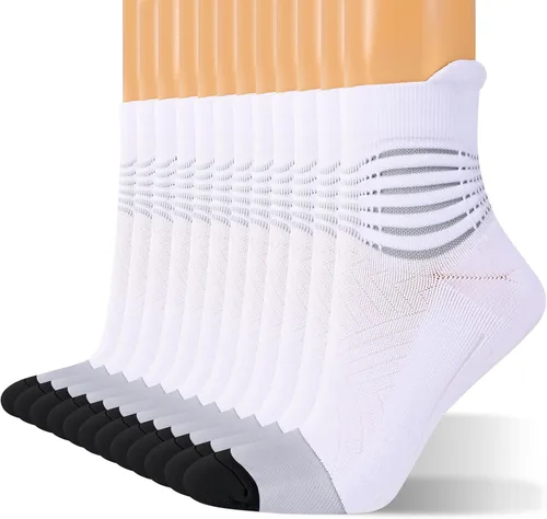 Vista 15 de Calcetines de compresión para el tobillo para mujer, con absorción Coolmax, deportivos y acolchados, alivio de la fascitis plantar, paquete de 2, 3
