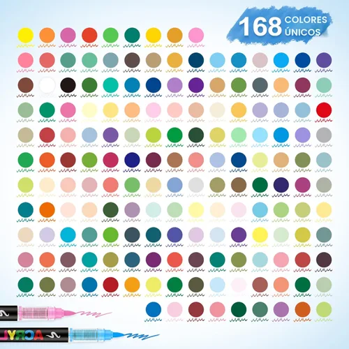 Vista 4 de Guangna 168 rotuladores de pintura acrílica, bolígrafos de pintura acrílica con punta de pincel, tinta impermeable de secado rápido, para pintar