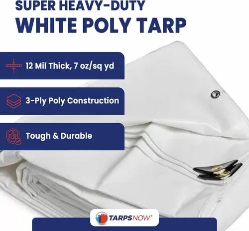 Vista 2 de Tarps Now - Lona de polietileno de 6 x 8 pies, cubierta impermeable resistente de 12 milésimas de pulgada de diámetro, lona de plástico a prueba