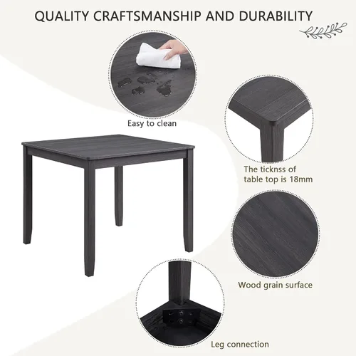 Vista 4 de Harper & Bright Designs Juego moderno de mesa de comedor de 5 piezas de madera para 4 - Mesa de cocina cuadrada pequeña de 34.5" y sillas