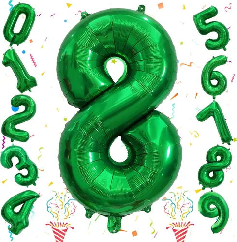 Vista 93 de Globos de Sirena Número 0 de 40 Pulgadas, Juego de Globos de Números Grandes Morado Verde Azulado Arcoíris 0-9, Globos de Números de Papel