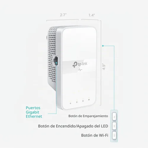 Vista 2 de TP-Link Extensor WiFi Powerline TL-WPA7617 - Extensor de Red Powerline de Banda Dual AC1200, Puerto Gigabit, Pase-A-Través, OneMesh, Ethernet Sobre