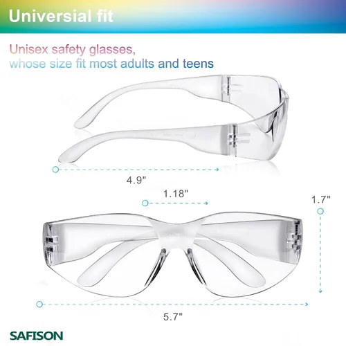 Vista 7 de Gafas de Seguridad a Granel Paquete de 28 Resistentes a Impactos y Rayones Gafas Protectoras Transparentes de Policarbonato EPI para Construcción