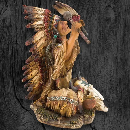 Vista 3 de United Cutlery - Escultura de resina nativo americano Hermosa decoración para el hogar Exquisite Details Plains Indian Culture Vibrantly