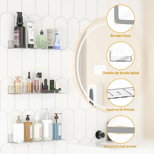 Vista 8 de LAZYROSY Paquete de 4 estantes flotantes – Acrílico transparente/PET montado en la pared, sin taladro, almacenamiento con adhesivo, estantes