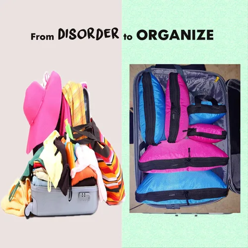 Vista 5 de Juego de cubos expansibles organizadores para viaje), YZA9004green