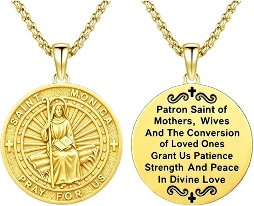 Vista 41 de 925 Sterling Silver Patron Saint Amulet Necklace for Men Women plateado