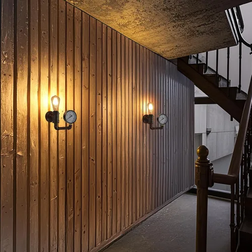 Vista 6 de XEYOU Aplique de pared Steampunk de hierro fundido vintage industrial E26 Edison bombilla lámpara de pared de tubo retro para cafetería, bar