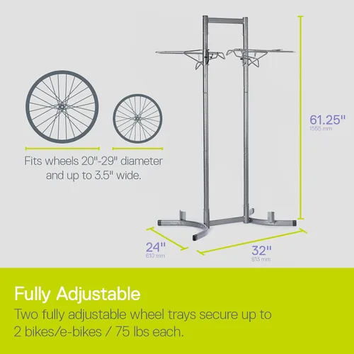 Vista 3 de Delta Cycle & Home Soporte vertical resistente para 2 bicicletas para dos bicicletas, estante ligero para almacenamiento de bicicletas, soporte