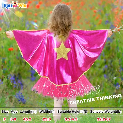 Vista 3 de iROLEWIN Disfraz de superhéroe y máscara TuTu para niñas, disfraz de superhéroe para niñas, regalo de fiesta de juego