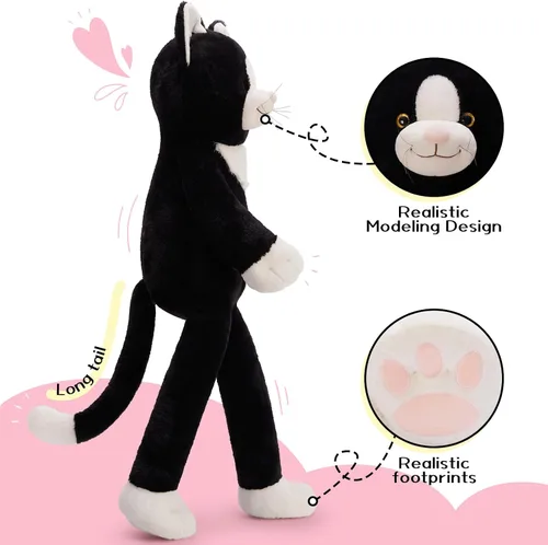 Vista 7 de Tezituor Peluche de Gato Gigante de 39.5 Pulgadas, Juguete de Peluche de Gato de 3.2 Libras con Patas Largas, Almohada Corporal Grande de Gatito