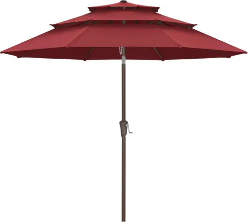 Vista 44 de ABCCANOPY Sombrilla solar de patio de 3 niveles de 11 pies, 32 luces LED Beige