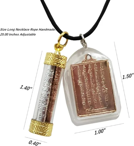 Vista 4 de Amuleto tailandés Buddha colgantes Somdej Lp Talismán sagrado para hombres y mujeres, dijes Takrut Kings 3 colores plata oro NAT con NAT Yantra 5
