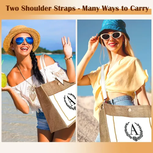 Vista 2 de TOPEAST Regalos personalizados para mujer Bolsa de lona de yute con bolsillos interiores y frontales, regalos para madre de la novia para boda