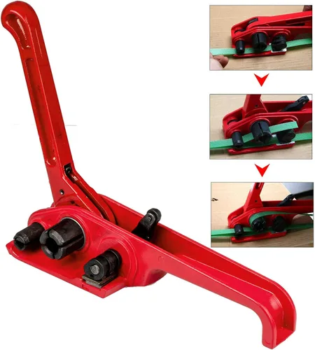 Vista 5 de Manual resistente 4 en 1 PET/PP Herramientas de flejado manual para correa de 1/2-3/4" Packing Machine Set Tensioner & Sealer 3200" Packing Belt