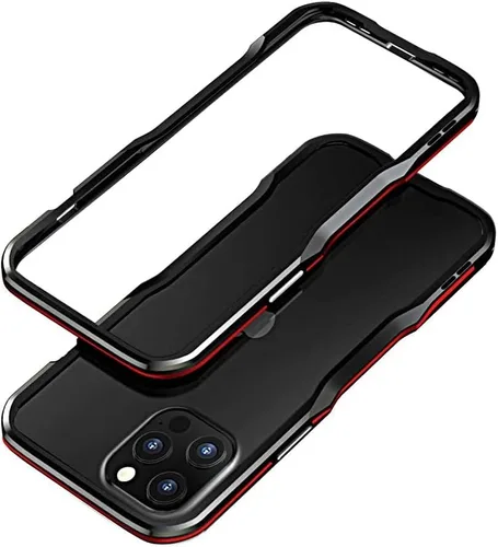 Vista 7 de Parachoques de aluminio compatibles con iPhone 12 Mini de 5.4 PULGADAS, estuche con marco metálico, parachoques delgado de diseño genial y Negro