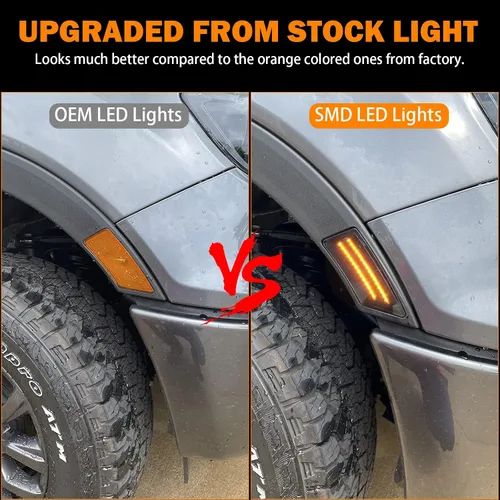 Vista 3 de Luces LED de marcador lateral para Ford Ranger Lariat XL XLT 2019 2020 2021 2022 Ranger lente ahumada marcadores laterales negros lámpara