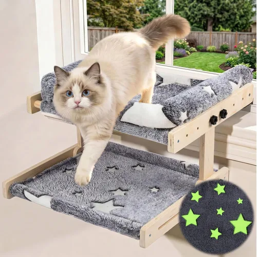 Vista 9 de Cama de escritorio para gatos, hamaca de escritorio ajustable para Grisclaro