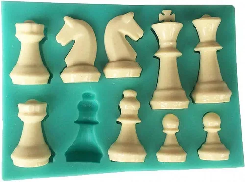 Vista 2 de Molde de silicona para fondant de ajedrez, molde de caramelo de chocolate en forma de ajedrez, resina epoxi, papel de fundición artesanal, molde