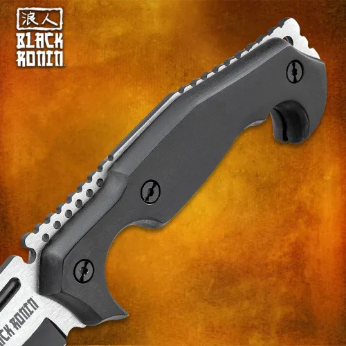 Vista 5 de Black Ronin Machete y funda Stealth Hoja de acero inoxidable de espiga completa Acabado negro y satinado Básculas ergonómicas de mango