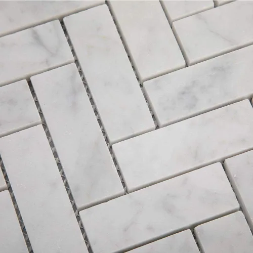Vista 3 de Azulejo de mosaico de mármol de Carrara blanco, azulejo de mármol de 1 x 3 pulgadas, pulido para salpicaduras de cocina, baño, pared y piso, 5