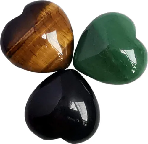 Vista 16 de 3 piezas de labradorita negra natural de bolsillo para el pulgar de la palma de la palma de cristal curativo del corazón, piedras de preocupación