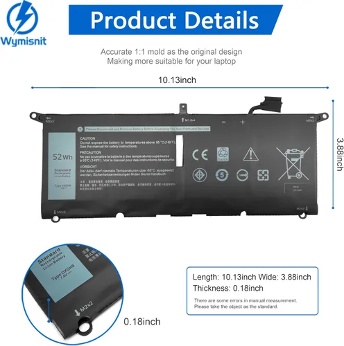Vista 3 de DXGH8 Batería para Dell XPS 13 9370 9380 2019 Inspiron 13 7390 7391 2 en 1 5390 5391 7490 Latitude 3301 E3301 Vostro 5390 5391 0H75490 V G8VCC F