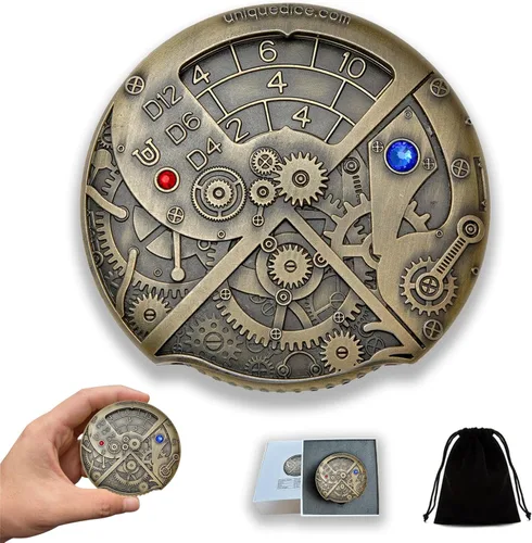 Vista 33 de Juego de dados de ruleta único 7 en 1 de metal DND para juegos de rol de mesa, dados giratorios para juegos de rol, juegos de dados DND equilibrados